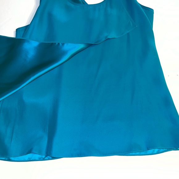Parker Women’s Blue 100% Silk Asymmetrical Seam Racerback Tank Top Sz M - Picture 5 of 14